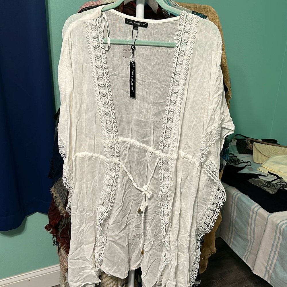 Club Z White Crochet Detail Coverup